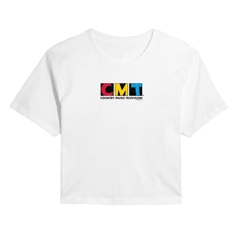 アニメ文字記号 レディース トップス プルオーバー クロップド ロゴタイプ Licensed Character Juniors\u0027 CMT Stamp Logo Cropped Tee White 白いこと