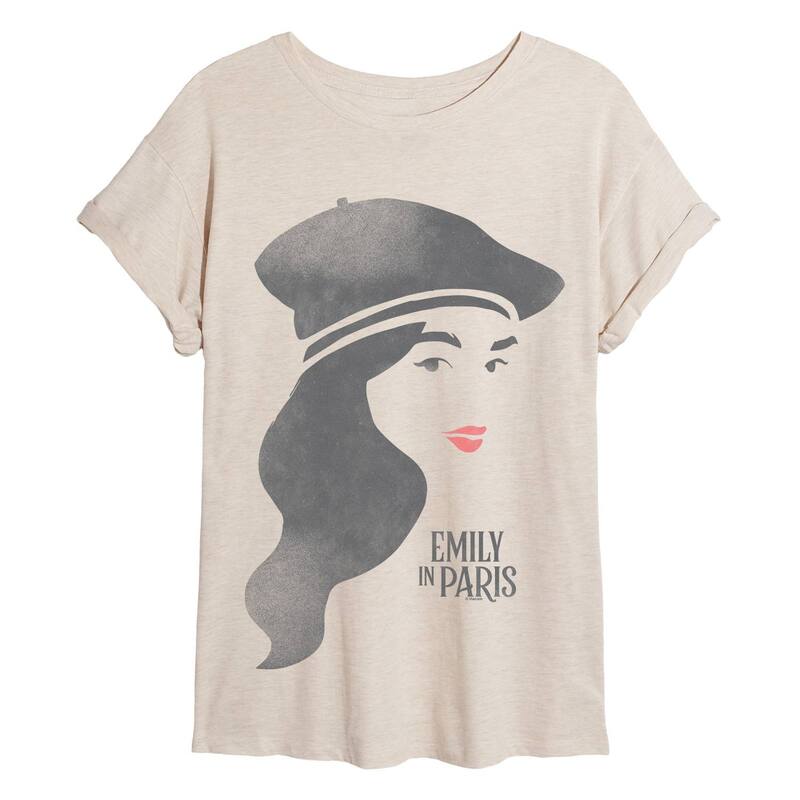アニメ文字記号 レディース トップス ティーシャツ Licensed Character Juniors\u0027 Emily インチ Paris Oversized Tee Beige ベージュ