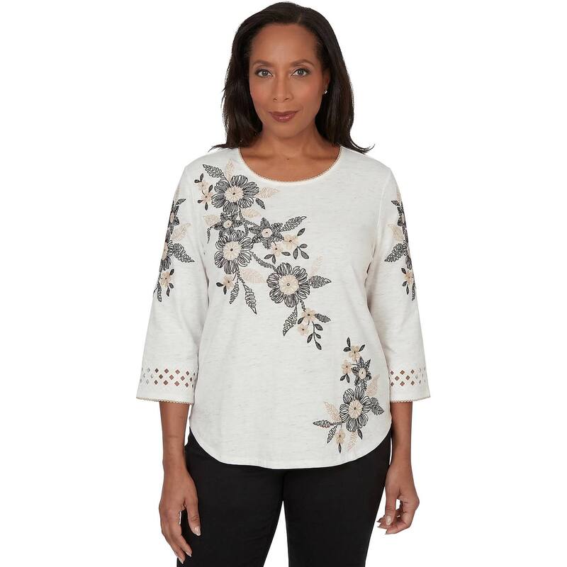 アルフレッド ダナー レディース トップス シャツ フラワー柄 刺繍 フラワー Women's Alfredunner Floral Embroidered Textured Top Ivory アイボリー｜ReVida 店