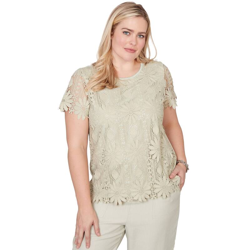 アルフレッド ダナー レディース トップス Tシャツ フラワー柄 レース フラワー Women's Alfredunner Floralace Short Sleeve Top Celadon｜ReVida 店