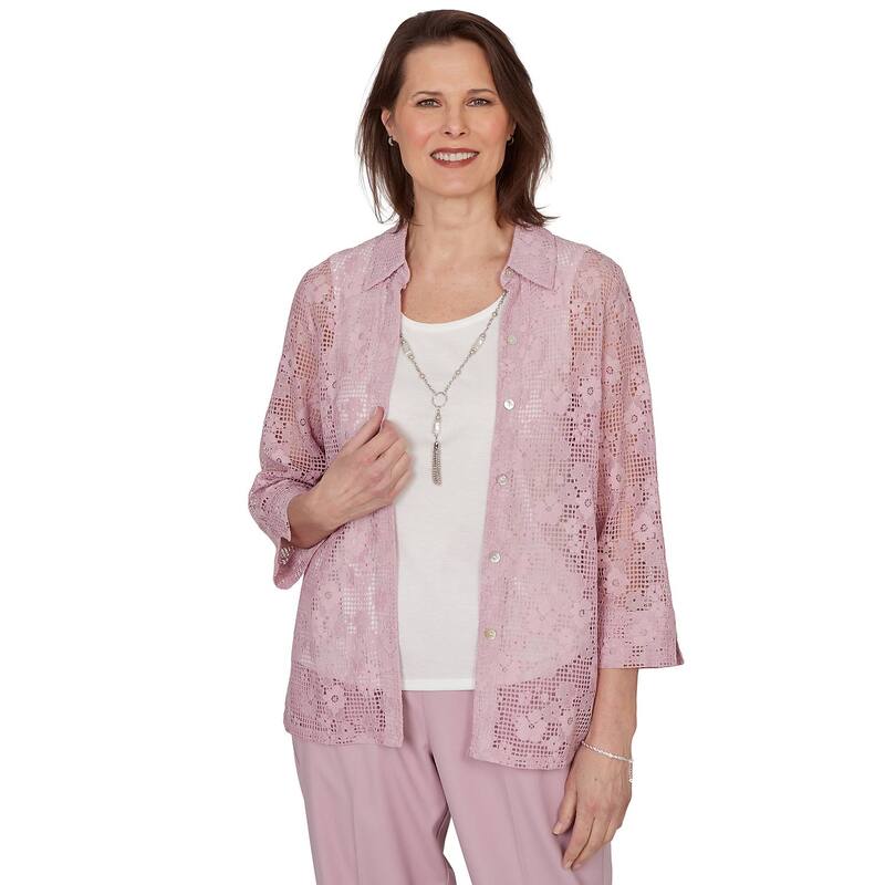 アルフレッド ダナー レディース トップス シャツ フラワー柄 レース フラワー Women's Alfredunner Floralace Two in One Top with Necklace Rose｜ReVida 店