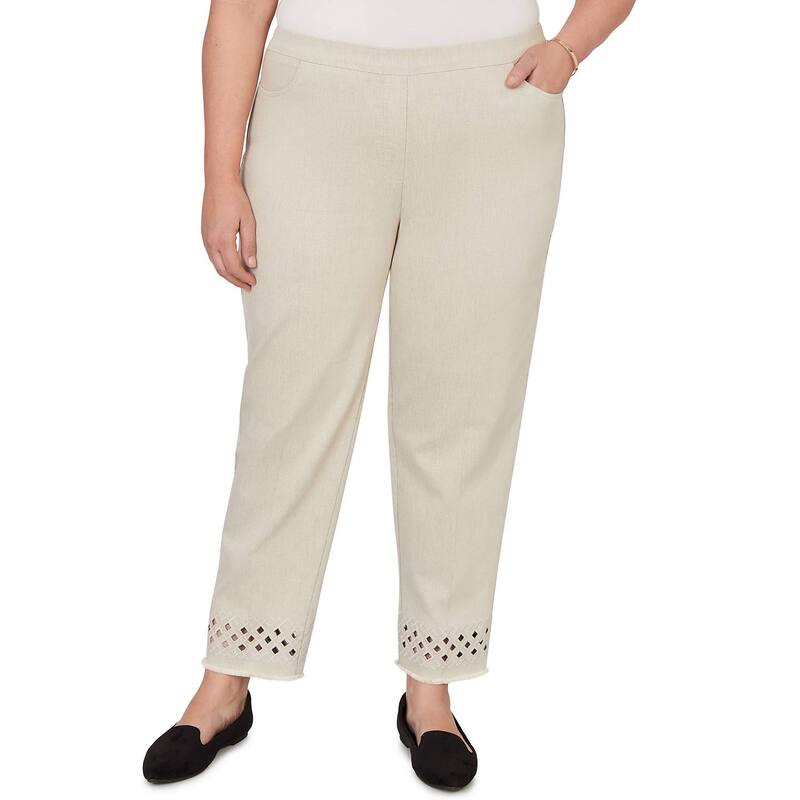 アルフレッド ダナー レディース ボトムス カジュアルパンツ カットアウト プラスサイズ アンクル Women's Plus Alfredunner Geometricut Out Flat Front Ankle Pants Alabaster|ReVida 店
