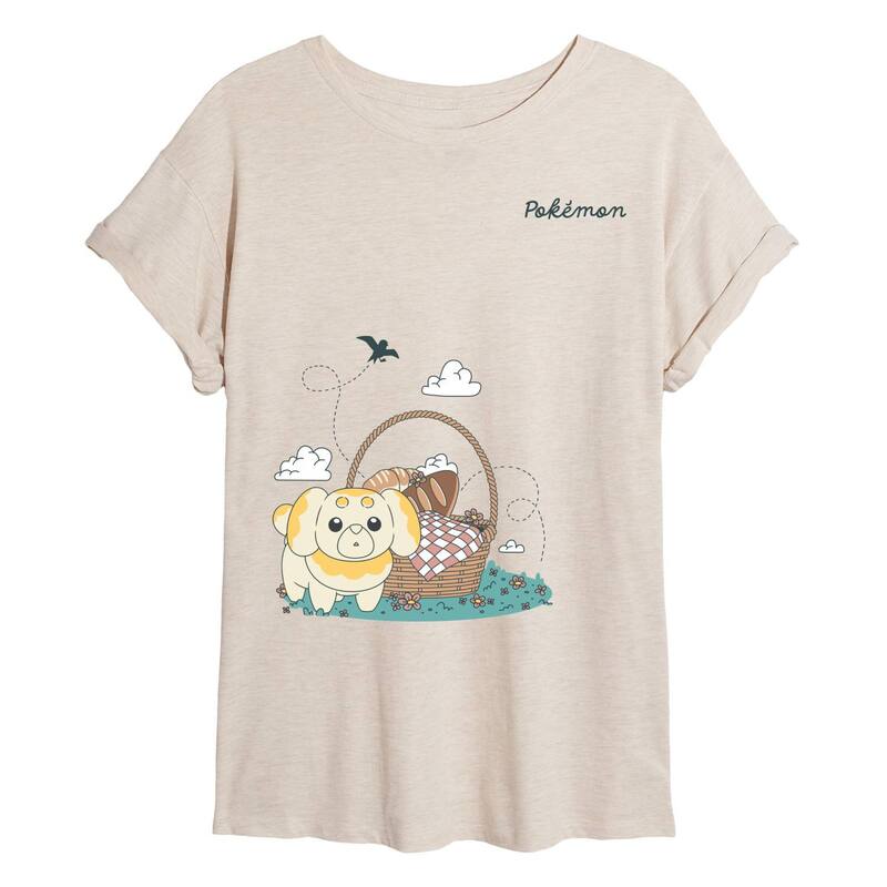アニメ文字記号 レディース トップス ティーシャツ Licensed Character Juniors\u0027 Pokmon Fidough Picnic Oversized Tee Beige ベージュ