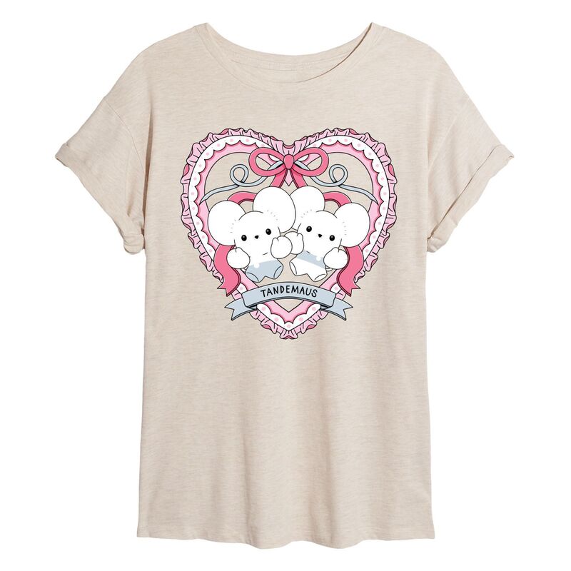 アニメ文字記号 レディース トップス ティーシャツ Licensed Character Juniors\u0027 Pokmon Tandemaus Coquette Oversized Tee Beige ベージュ