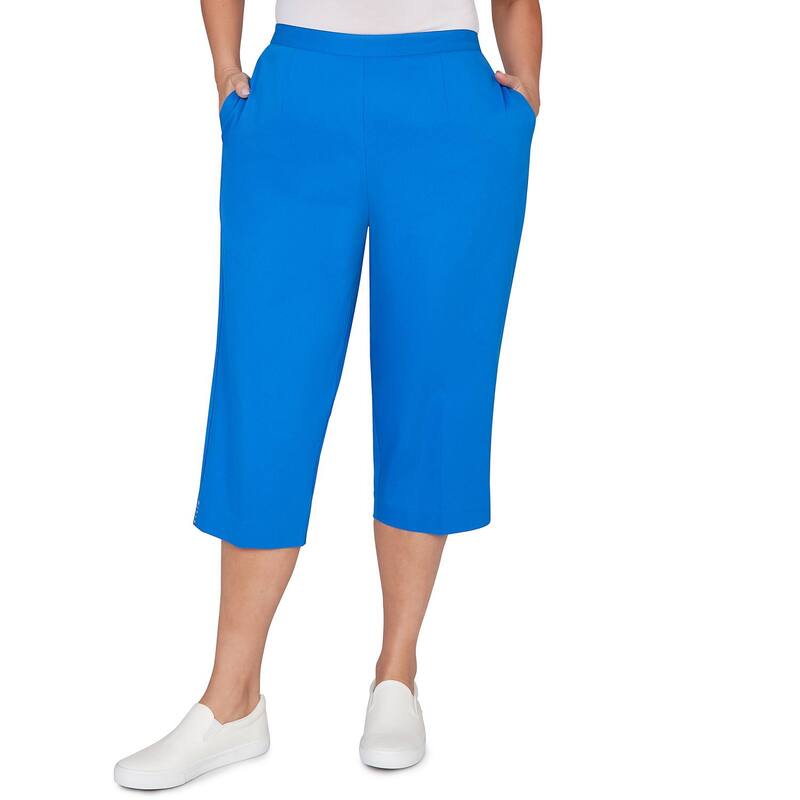 アルフレッド ダナー レディース ボトムス 心地好いズボン下 つけ加える大きさ 旗がしら Plusize Alfredunner Heat Set Side Seam Pocket Capri Pants Cobalt Blue 青み