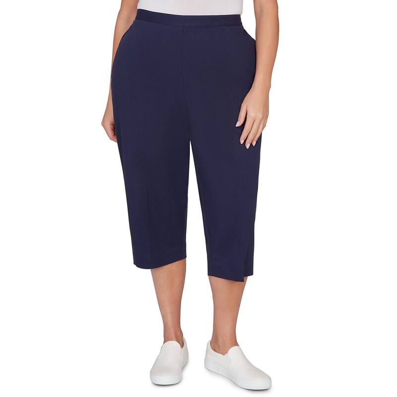 アルフレッド ダナー レディース ボトムス 心地好いズボン下 つけ加える大きさ 旗がしら Plusize Alfredunner Heat Set Side Seam Pocket Capri Pants Navy 米国海軍