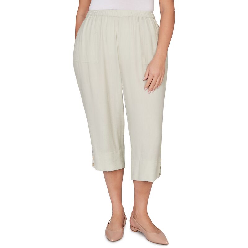 アルフレッド ダナー レディース ボトムス 心地好いズボン下 つけ加える大きさ 旗がしら Plusize Alfredunnerelaxed Elastic Waist Front Pockets Capri Pants Celadon