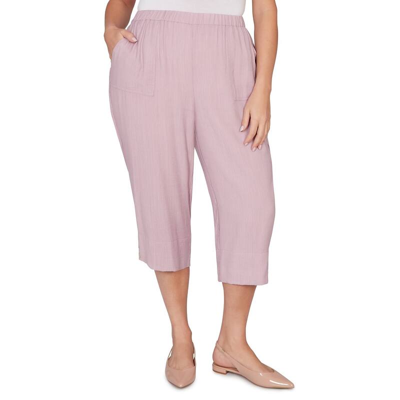 アルフレッド ダナー レディース ボトムス 心地好いズボン下 つけ加える大きさ 旗がしら Plusize Alfredunnerelaxed Elastic Waist Front Pockets Capri Pants Rose