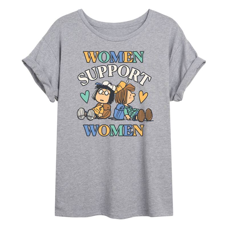 アニメ文字記号 レディース トップス ティーシャツ グラフィック Licensed Character Juniors\u0027 Peanuts Women Support Women Oversized Graphic Tee Heather Gray 薄墨色