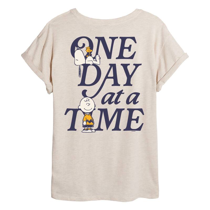 アニメ文字記号 レディース トップス ティーシャツ グラフィック Licensed Character Juniors\u0027 Peanuts One Day at a Time Oversized Graphic Tee Beige ベージュ