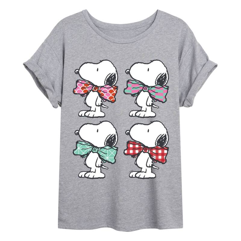 アニメ人となり レディース トップス ティーシャツ グラフィック Licensed Character Juniors\u0027 Peanutsnoopy Bowtie Patterns Oversized Graphic Tee Heather Gray 薄墨色