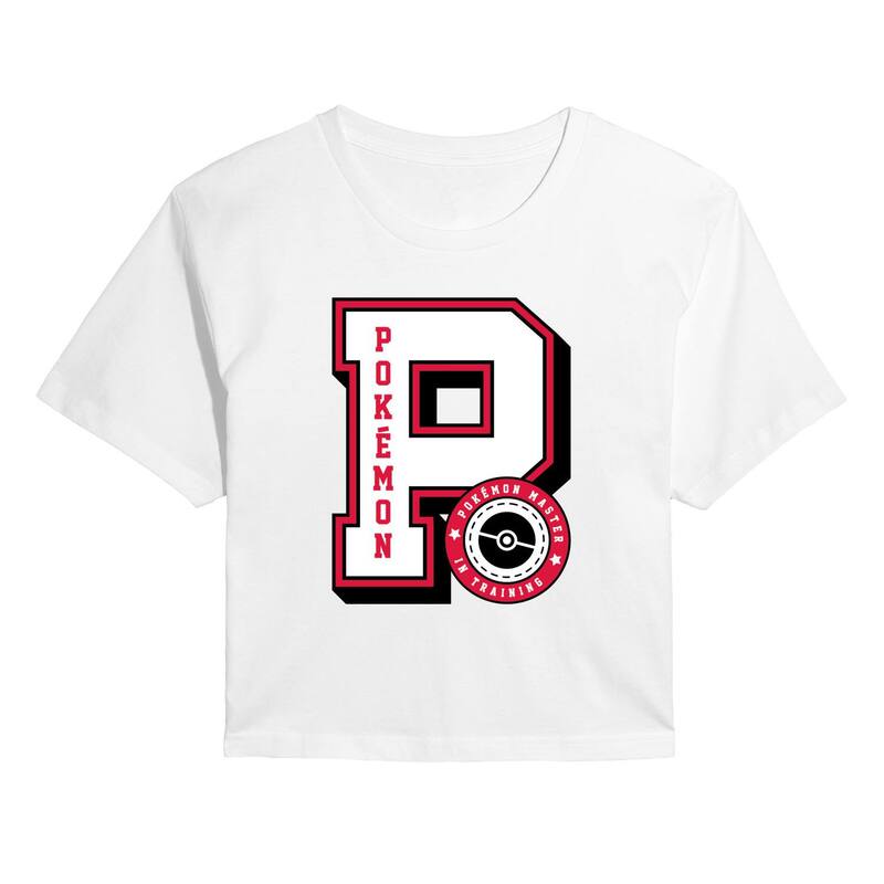 アニメ人となり レディース トップス ティーシャツ クロップド Licensed Character Juniors\u0027 Pokmon Collegiate Letter Cropped Tee White 白いこと