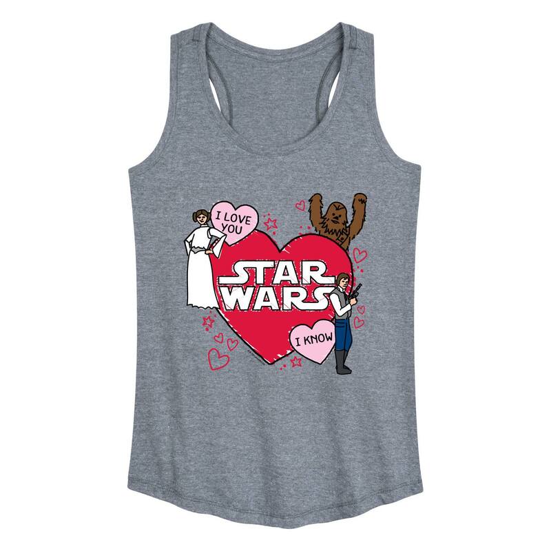 アニメ人となり レディース トップス ティーシャツ Licensed Character Women\u0027star Wars Valentine\u0027s Day Sketch Racerback Tank Top Heather Gray 薄墨色