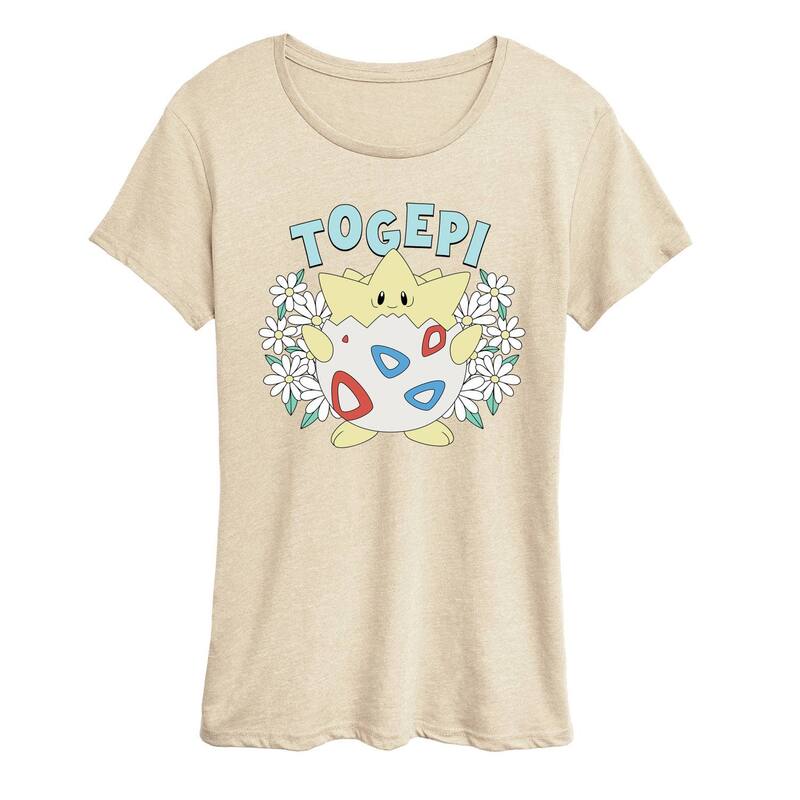 アニメ文字記号 レディース トップス ティーシャツ 御花柄 御花 グラフィック Licensed Character Women\u0027s Pokmon Togepi Floral Graphic Tee Beige ベージュ