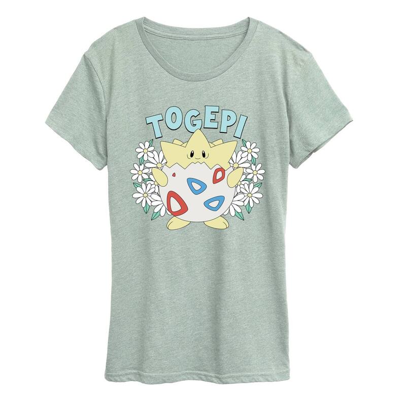 アニメ文字記号 レディース トップス ティーシャツ 御花柄 御花 グラフィック Licensed Character Women\u0027s Pokmon Togepi Floral Graphic Tee Heather Sea Foam ギョリュウモドキ