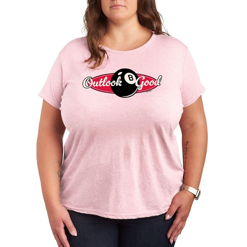 アニメ文字記号 レディース トップス ティーシャツ つけ加える大きさ グラフィック Licensed Character Plusize Magic 8 Ball Outlook Good Graphic Tee Heather Pink ギョリュウモドキ