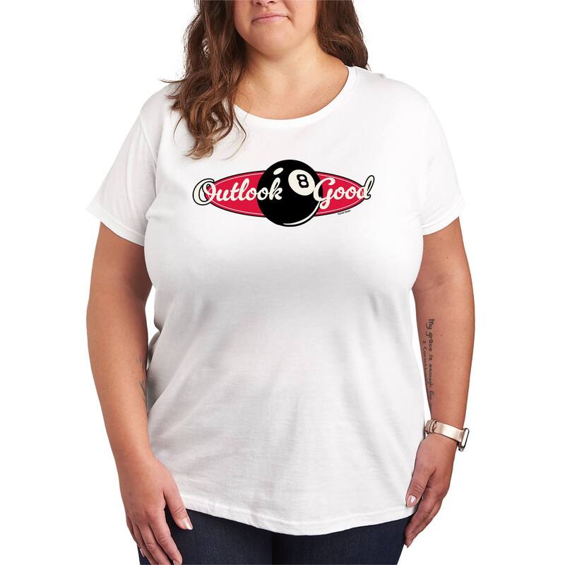 アニメ文字記号 レディース トップス ティーシャツ つけ加える大きさ グラフィック Licensed Character Plusize Magic 8 Ball Outlook Good Graphic Tee White 白いこと