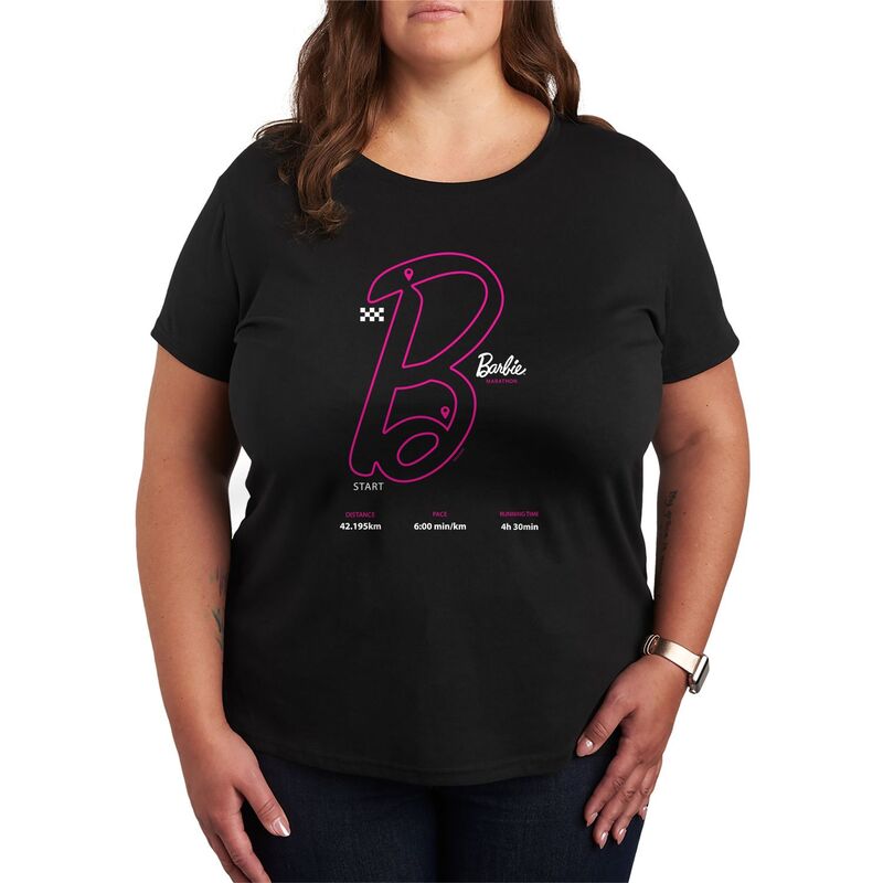 アニメ文字記号 レディース トップス ティーシャツ つけ加える大きさ グラフィック Licensed Character Plusize Barbie Marathon Graphic Tee Black 黒いこと