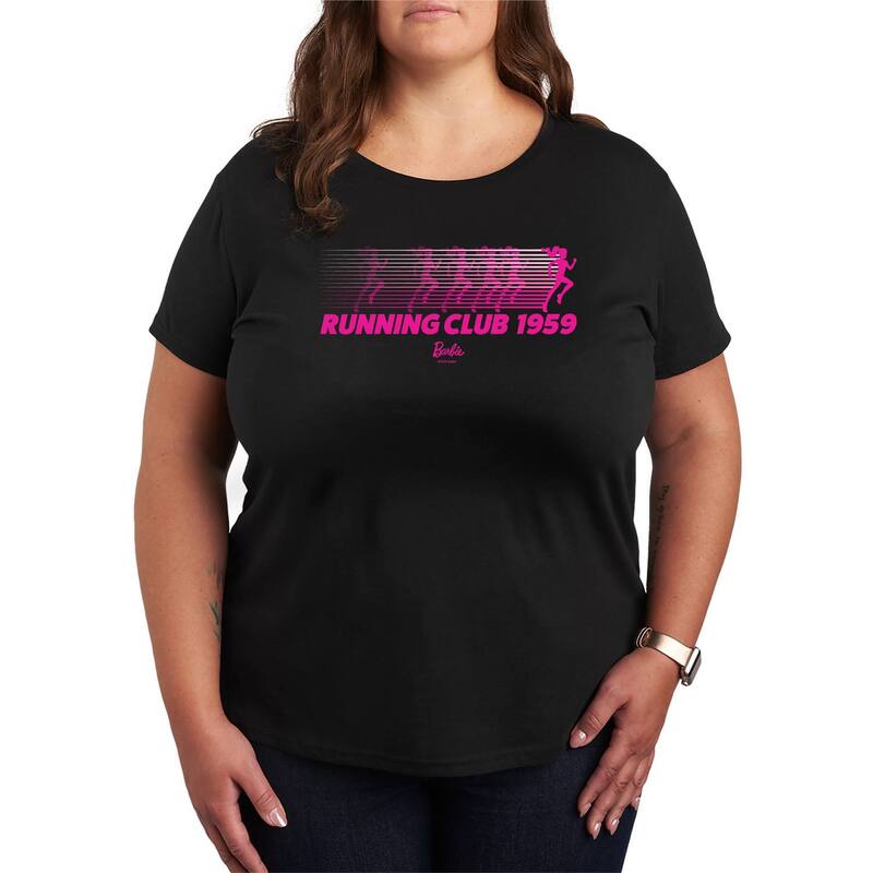 アニメ文字記号 レディース トップス ティーシャツ つけ加える大きさ グラフィック Licensed Character Plusize Barbie Running Club 1959 Graphic Tee Black 黒いこと