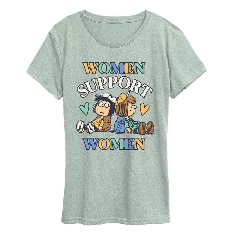 アニメ人となり レディース トップス ティーシャツ グラフィック Licensed Character Women\u0027s Peanuts Women Support Women Graphic Tee Heather Sea Foam ギョリュウモドキ