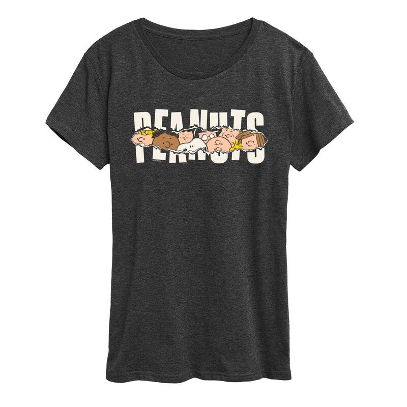 アニメ人となり レディース トップス ティーシャツ ロゴタイプ グラフィック Licensed Character Women\u0027s Peanutsnoopy \u0026 Friends Logo Graphic Tee Heather Charcoal 暗灰色