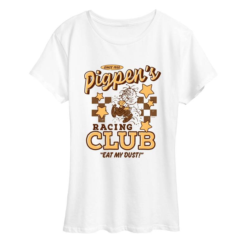 アニメ人となり レディース トップス ティーシャツ ヴィンテージ グラフィック Licensed Character Women\u0027s Peanuts Pigpen\u0027s Racing Club Vintage Graphic Tee White 白いこと