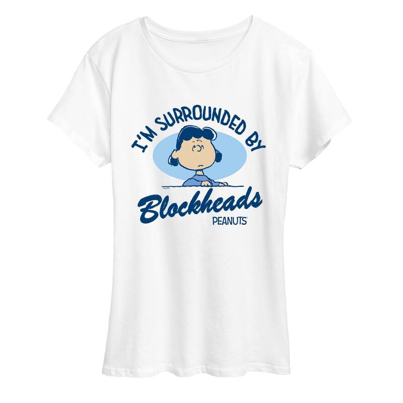 アニメ人となり レディース トップス ティーシャツ グラフィック Licensed Character Women\u0027s Peanuts Lucy I\u0027m Surrounded By Blockheads Graphic Tee White 白いこと