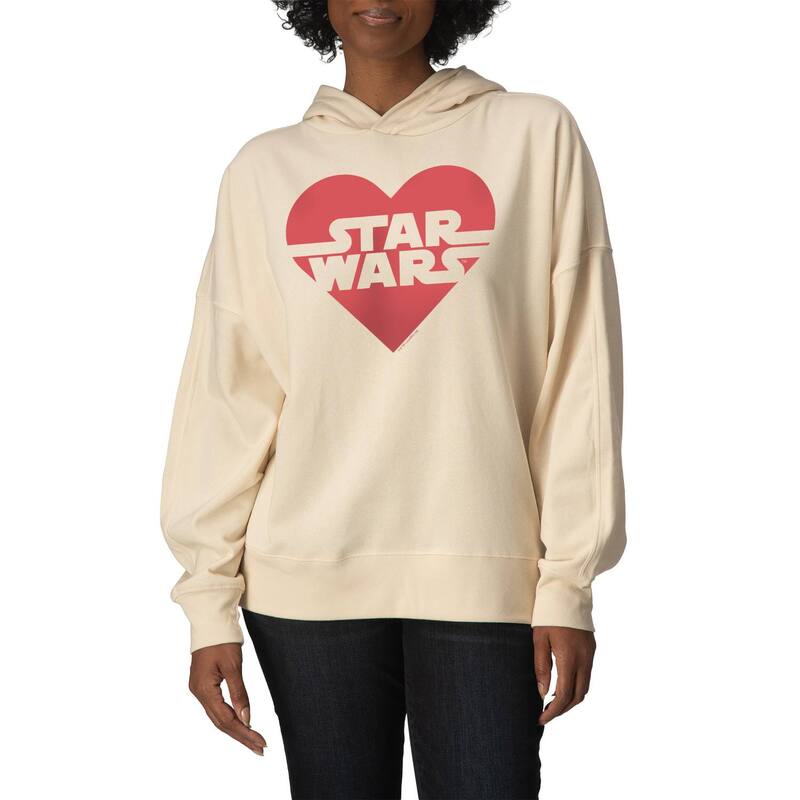 アニメ文字記号 レディース トップス ティーシャツ 汗水 ロゴタイプ フリース パーカー Licensed Character Women\u0027star Wars Heart Logoversized Fleece Hoodie Sweatshirt Cream 皮膚軟化剤
