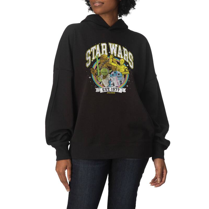 アニメ文字記号 レディース トップス ティーシャツ 汗水 フリース パーカー Licensed Character Women\u0027star Wars Retroversized Fleece Hoodie Sweatshirt Black 黒いこと