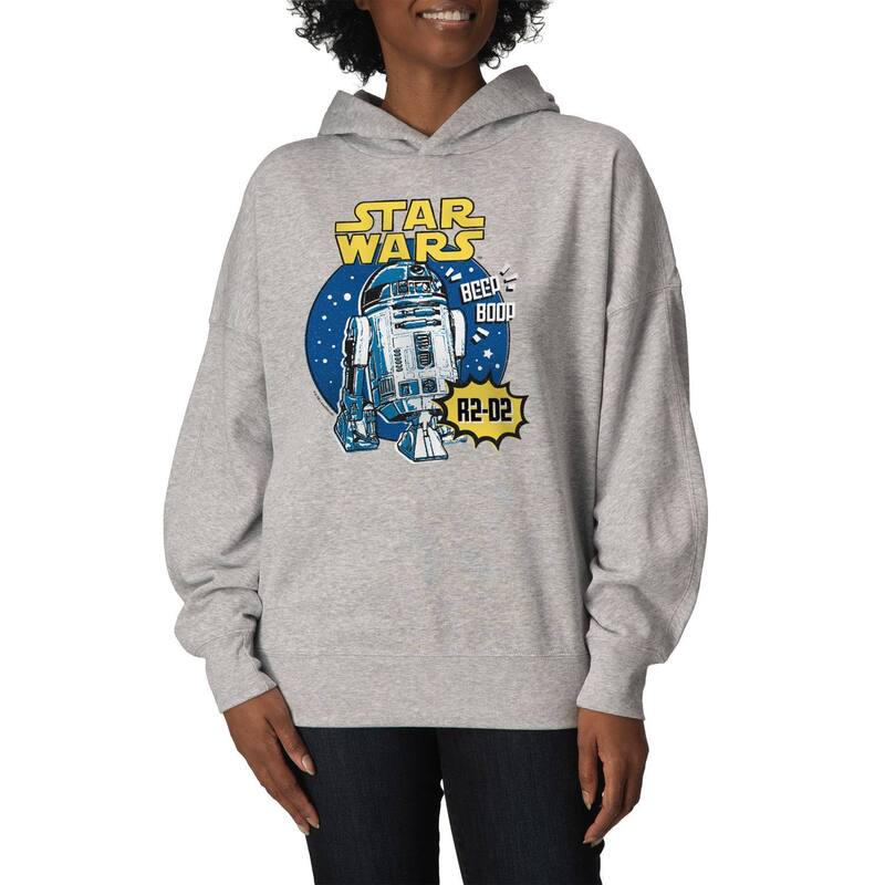 アニメ文字記号 レディース トップス ティーシャツ 汗水 フリース パーカー Licensed Character Women\u0027star Wars R2-D2 Oversized Fleece Hoodie Sweatshirt Athletic Heather ギョリュウモドキ