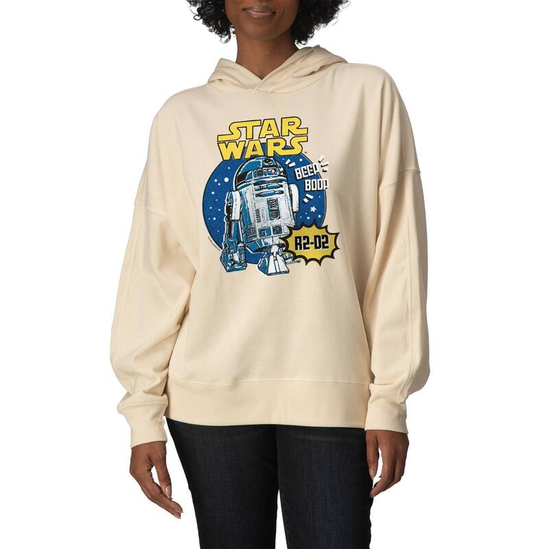 アニメ文字記号 レディース トップス ティーシャツ 汗水 フリース パーカー Licensed Character Women\u0027star Wars R2-D2 Oversized Fleece Hoodie Sweatshirt Cream 皮膚軟化剤