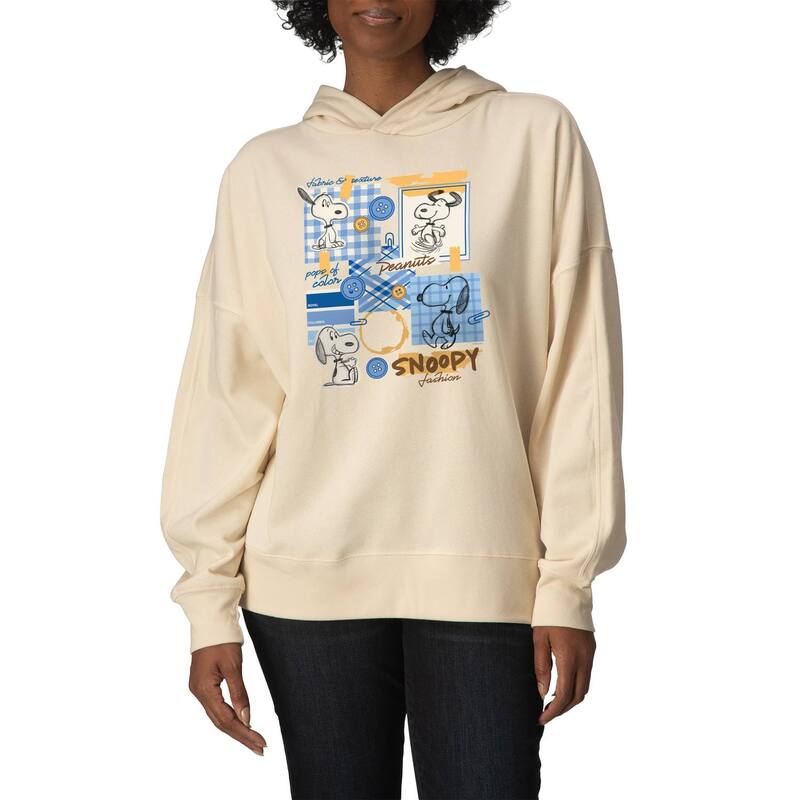 アニメ文字記号 レディース トップス ティーシャツ 汗水 フリース パーカー Licensed Character Women\u0027s Peanutsnoopy Oversized Fleece Hoodie Sweatshirt Cream 皮膚軟化剤