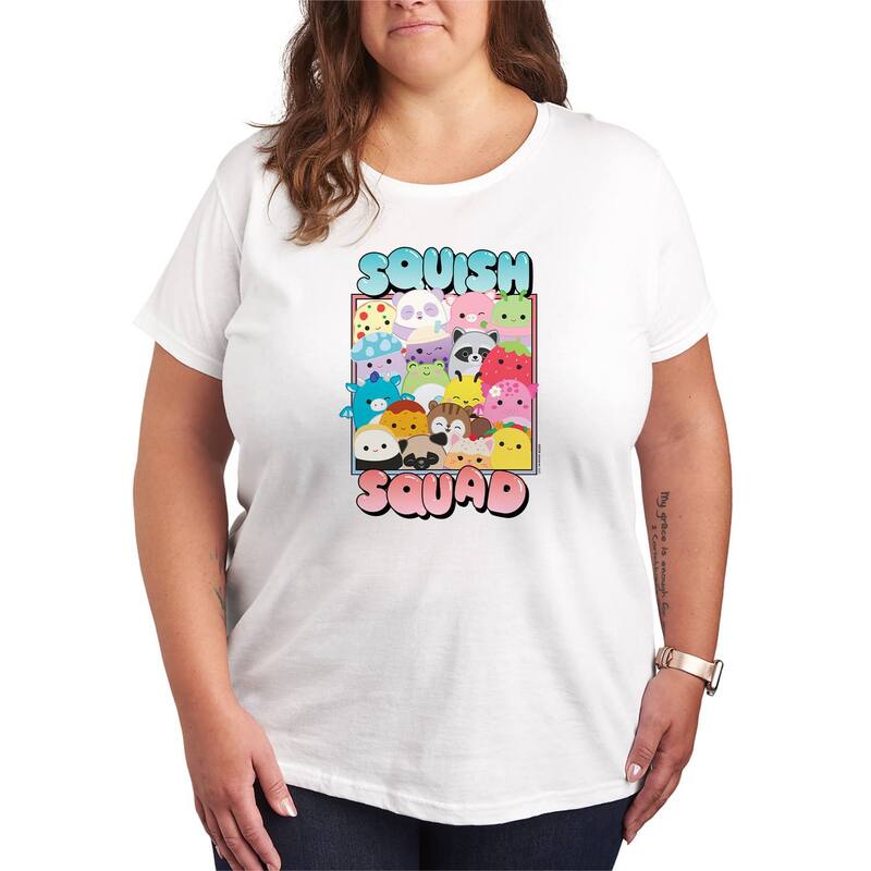 アニメ人となり レディース トップス ティーシャツ 足し加える大いさ グラフィック Licensed Character Plusize Squishmallowsquish Squad Graphic Tee White 白いこと