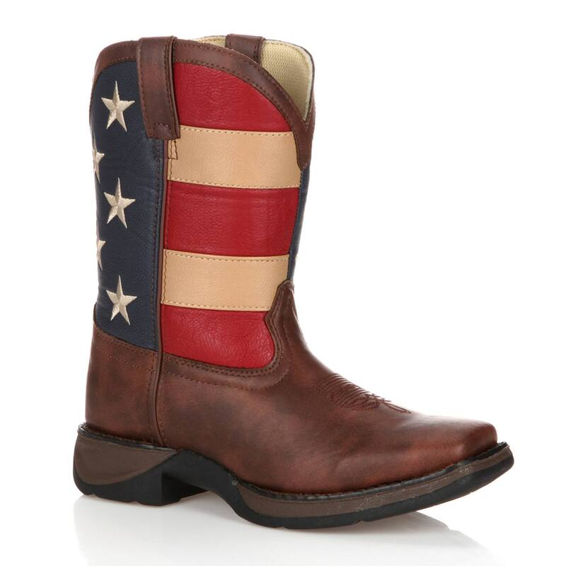 ドゥランゴ レディース シューズ ブーツ・レインブーツ Durango Kids\u0027 American Flag 8-インチ. Western Boots Brown 赤銅色