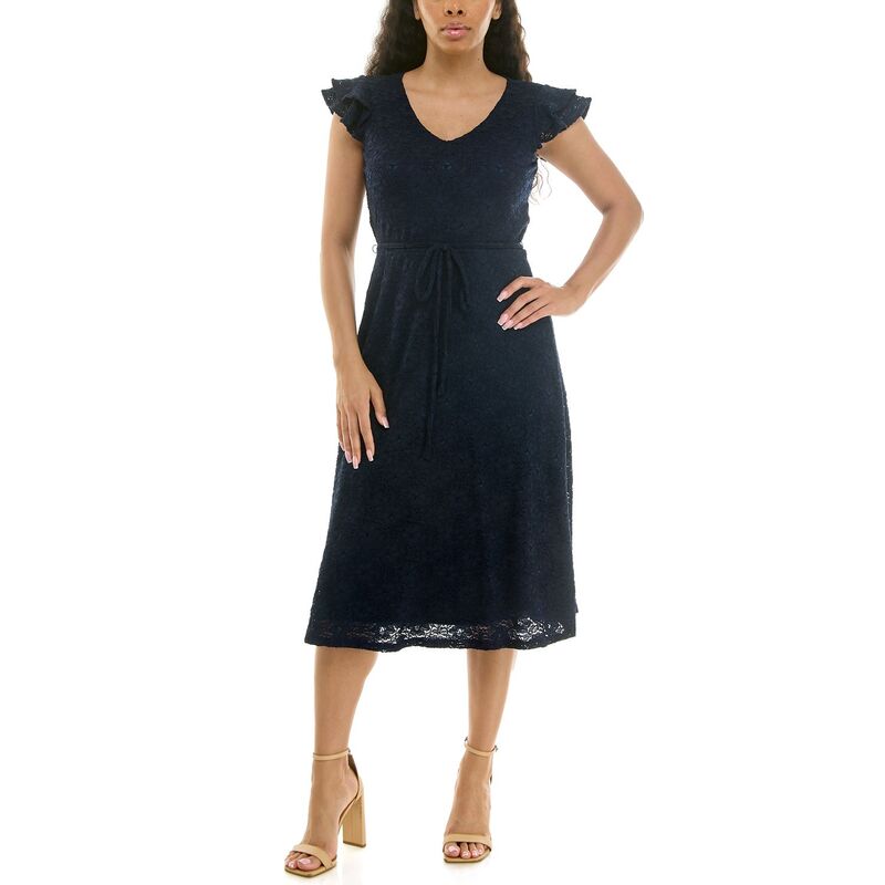 ニナレオナルド レディース トップス 衣装 Vのど首 Women\u0027s Nina Leonard V-Neck Fit \u0026 Flare Dress Navy 米国海軍