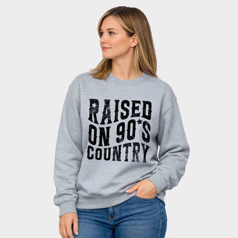 Simply Sage Market レディース トップス プルオーバー 汗水 グラフィック Simply Sage Market Raised On 90s Country - Women\u0027s Graphic Sweatshirt Graphite 石墨