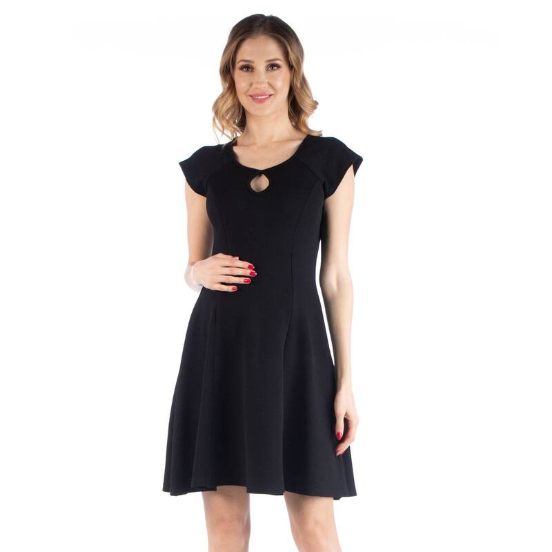 24 セブンコンフォート レディース トップス 衣装 ミニ 旗がしら マタニティ Maternity 24Seven Comfort Apparel Scoop Neckeyhole Detail Cap Sleeve Mini Dress Black 黒いこと