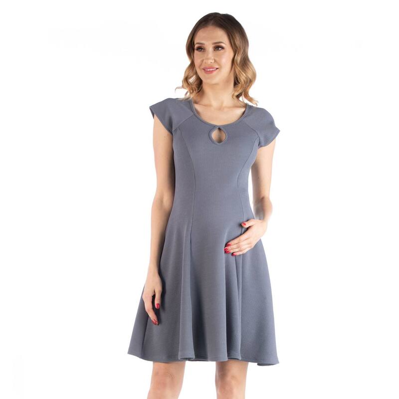 24 セブンコンフォート レディース トップス 衣装 ミニ 旗がしら マタニティ Maternity 24Seven Comfort Apparel Scoop Neckeyhole Detail Cap Sleeve Mini Dress Gray 薄墨色