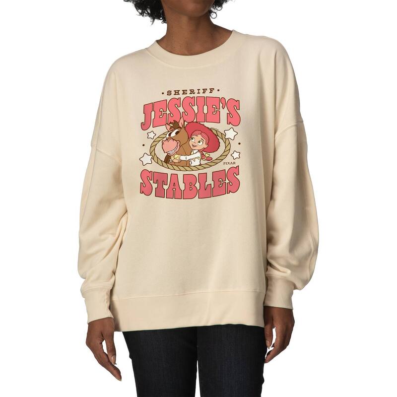 アニメ文字記号 レディース トップス ティーシャツ 汗水 フリース Licensed Character Women\u0027s Disney / Pixar\u0027s Toy Story 5 Sheriff Jessie\u0027stables Oversized Fleece Crew Sweatshirt Cream 皮膚軟化剤