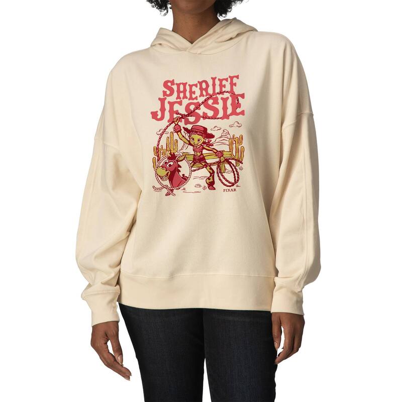 アニメ人となり レディース トップス ティーシャツ 汗水 フリース パーカー Licensed Character Women\u0027s Disney / Pixar\u0027s Toy Story 5 Sheriff Jessie Oversized Fleece Hoodie Sweatshirt Cream 皮膚軟化剤