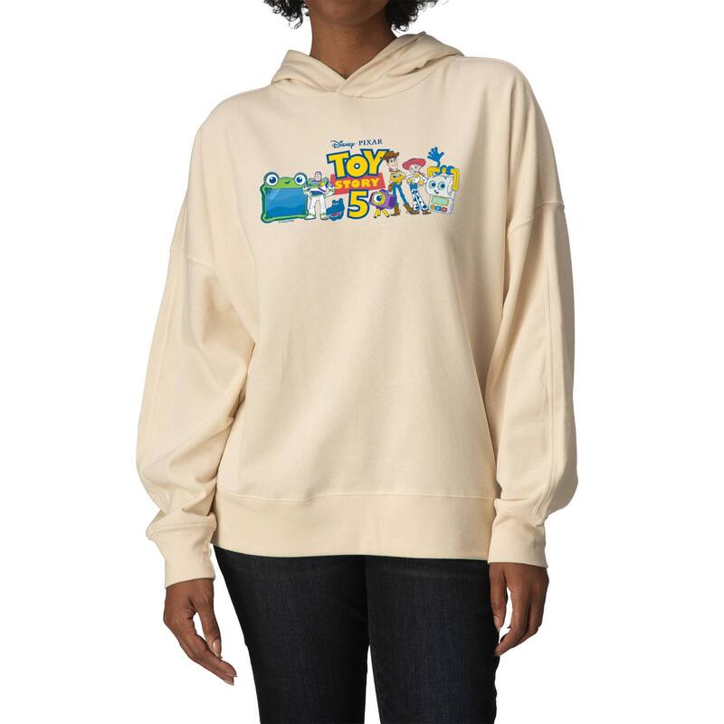 アニメ文字記号 レディース トップス ティーシャツ 汗水 フリース パーカー Licensed Character Women\u0027s Disney / Pixar\u0027s Toy Story 5 Character Lineup Oversized Fleece Hoodie Sweatshirt Cream 皮膚軟化剤