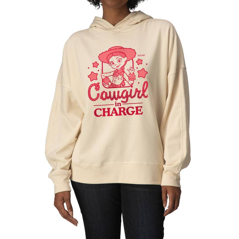 アニメ文字記号 レディース トップス ティーシャツ 汗水 フリース パーカー Licensed Character Women\u0027s Disney / Pixar\u0027s Toy Story 5 Jessie Cowgirl インチ Charge Oversized Fleece Hoodie Sweatshirt Cream 皮膚軟化剤