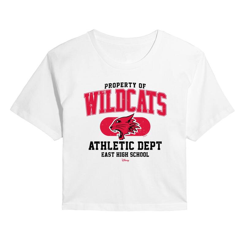 アニメ文字記号 レディース トップス プルオーバー クロップド Licensed Character Juniors\u0027 Disney\u0027s High School Musical Property Of Wildcats Cropped Tee White 白いこと