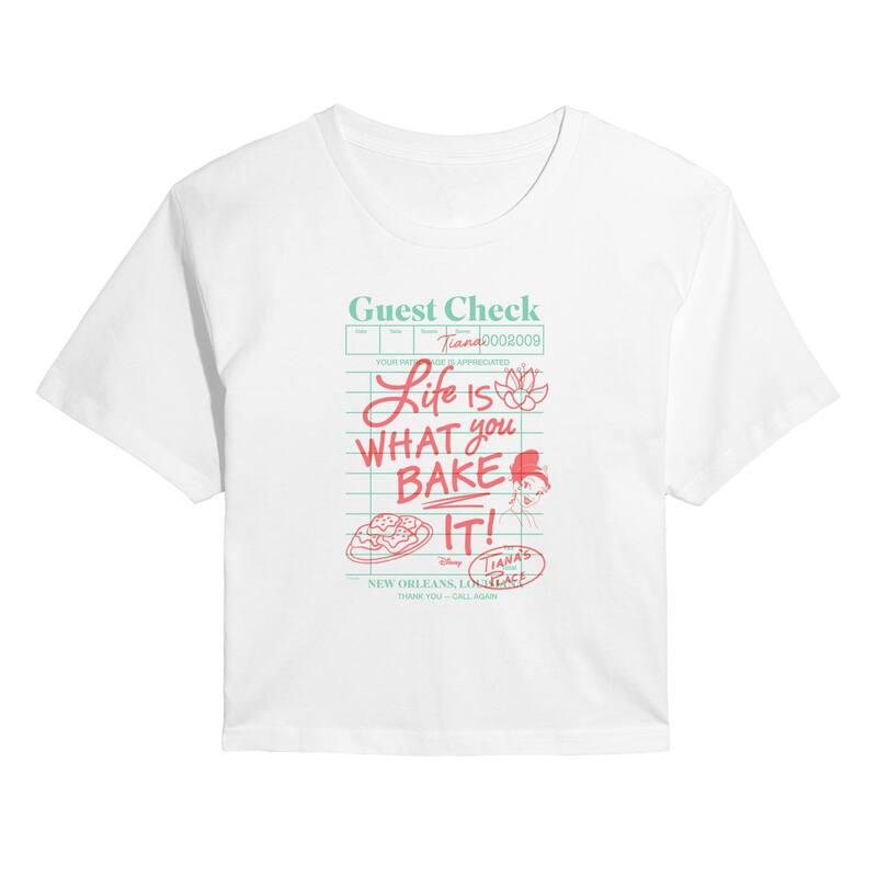 アニメ文字記号 レディース トップス プルオーバー クロップド Licensed Character Juniors\u0027 Disney Princess Tiana Life Is What You Bake It! Cropped Tee White 白いこと