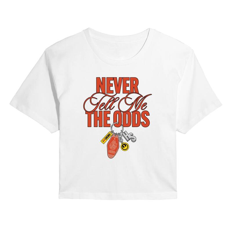 アニメ文字記号 レディース トップス プルオーバー クロップド Licensed Character Juniors\u0027 Star Wars Never Tell Me The Odds Cropped Tee White 白いこと