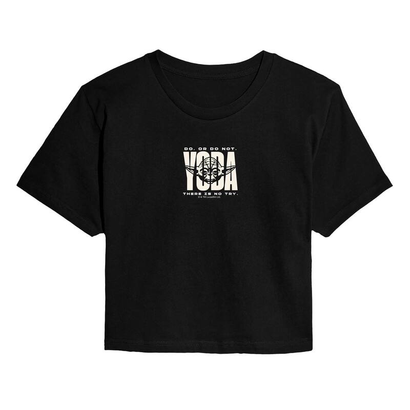 アニメ文字記号 レディース トップス プルオーバー クロップド Licensed Character Juniors\u0027 Star Wars Yoda Do. Or Do Not. There Is No Try. Cropped Tee Black 黒いこと