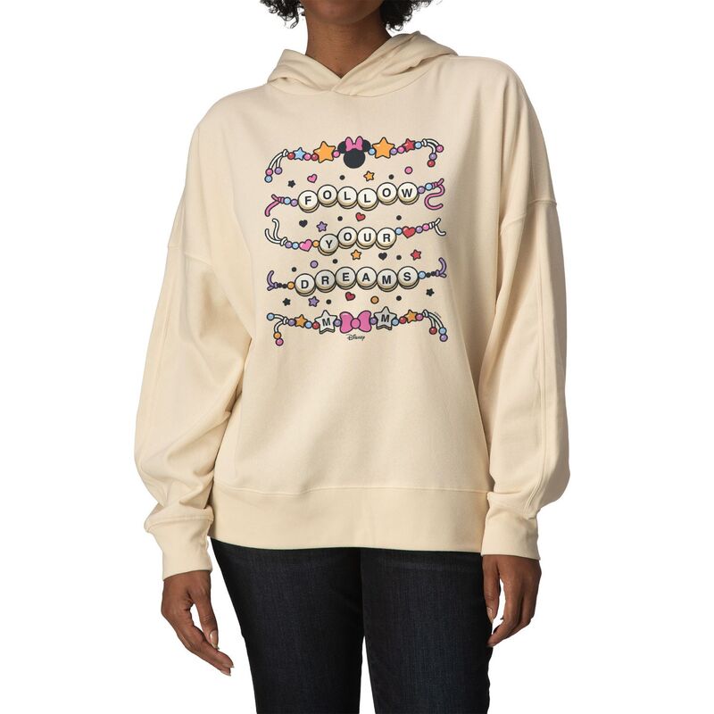 アニメキャラクター レディース トップス Tシャツ スウェット フリース パーカー Licensed Character Women's Disney's Minnie Mouse Follow Your Dreams Oversized Fleece Hoodie Sweatshirt Cream クリーム|ReVida 店