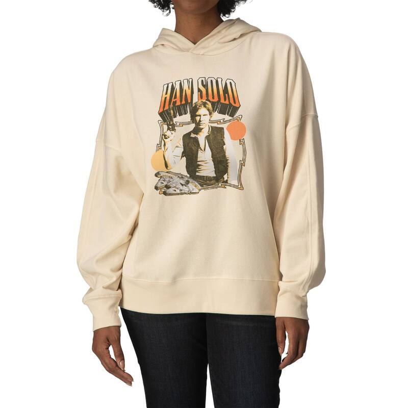 アニメキャラクター レディース トップス Tシャツ スウェット フリース パーカー Licensed Character Women'star Wars Han Soloversized Fleece Hoodie Sweatshirt Cream クリーム|ReVida 店