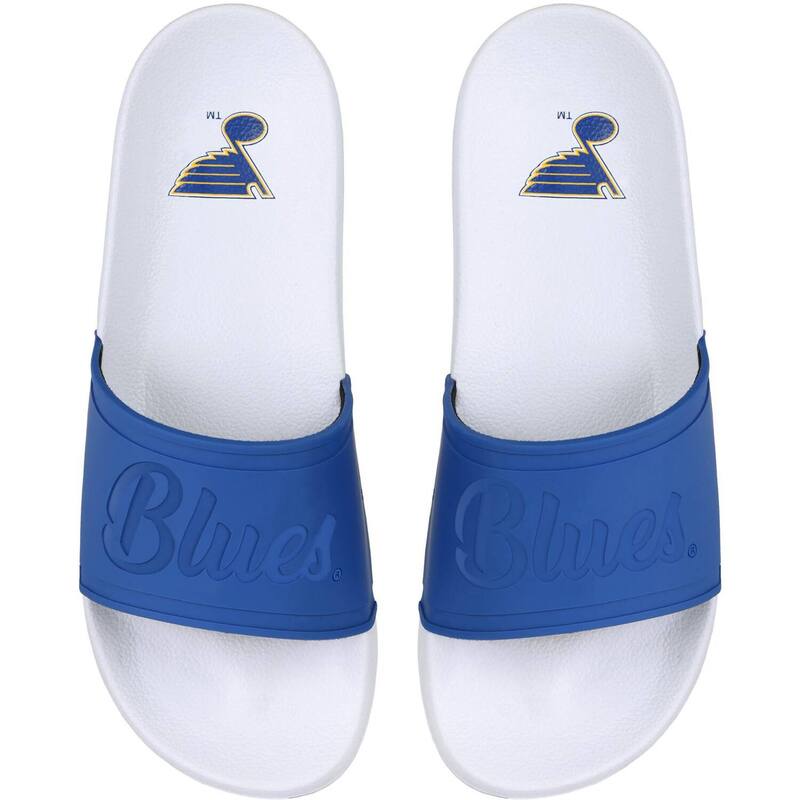 アンブランデッド レディース シューズ サンダル Unbranded Women's FOCO St. Louis Bluescript Wordmark Slide Sandals Blu White ホワイト