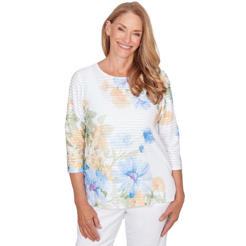 アルフレッド ダナー レディース トップス ティーシャツ 御花柄 スピード競技 御花 Women\u0027s Alfredunner Placed Floral Stripe Top Multi Yellow 黄色